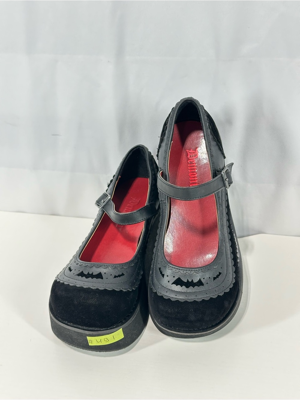 #491 Vintage 90's Demonia Vampire Bat Goth Chunky Platform Mary Jane Shoes Sz 7